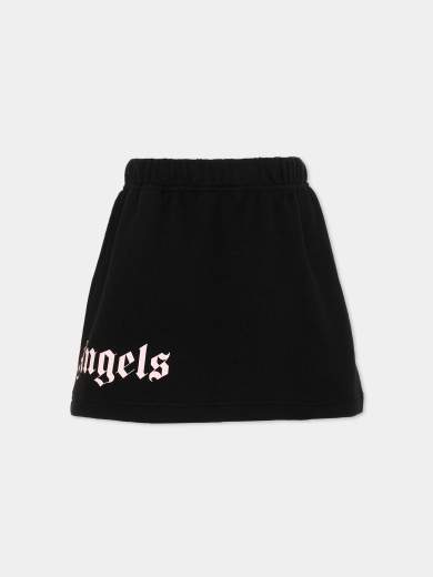 Palm Angels Bambina Gonna In Felpa Con Elastico In Vita E Logo.