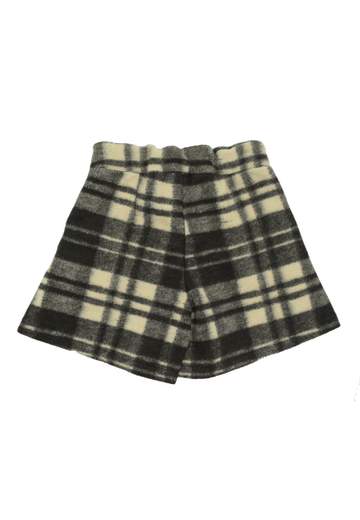 Manila Grace Bambina Shorts Per Ragazza A Quadroni Nero E Panna.