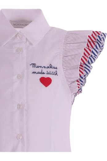 Monnalisa Bambina Camicia Bianca Con Voilant.