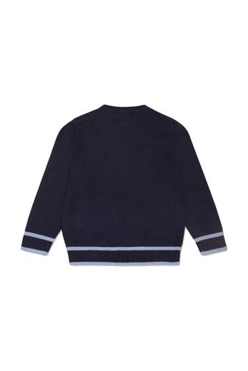 Trussardi Bambino Maglione In Cotone Blu Per Neonato Con Fascia Celeste,