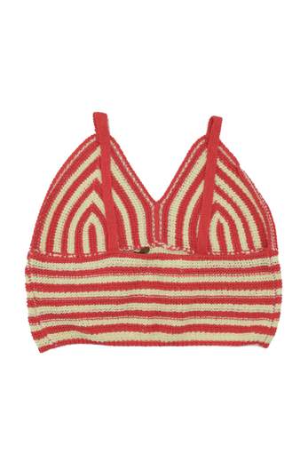 Manila Grace Bambina Top Per Ragazza A Righe In Tessuto Uncinetto.