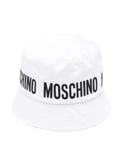 Moschino Bambino Cappello In Cotone Con Logo Nero A Rilievo.