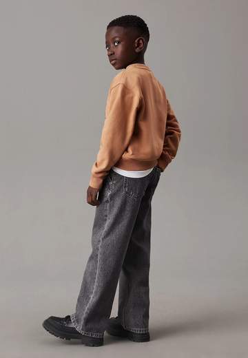 Calvin Klein Bambino Felpa Marrone Per Ragazzo Con Logo Arancio.