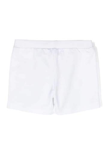 Moschino Bambino Bermuda Bianca In Felpa Con Logo E Orsetto.