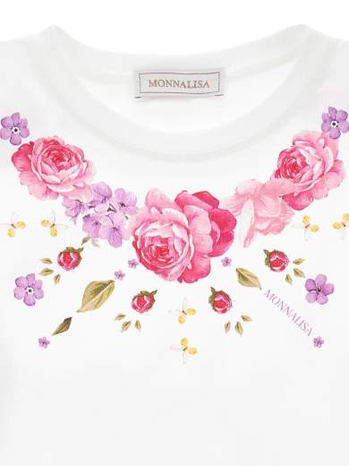Monnalisa Bambina T-shirt Stampa Fiori.