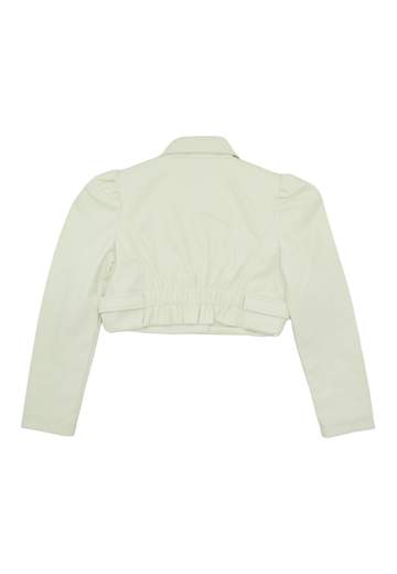 Manila Grace Bambina Chiodo Cropped Bianco In Pelle.