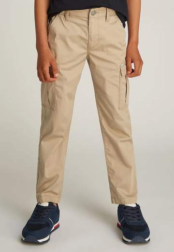 Tommy Hilfiger Bambino Pantalone Beige Per Bambino Con Tasconi Laterali.