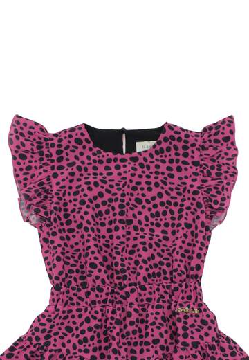 Gaelle Bambina Abito Fucsia Per Ragazza Con Pois Neri.