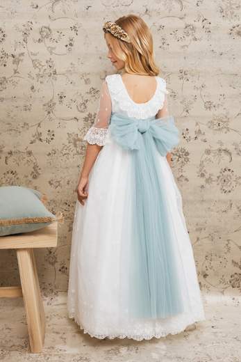 Delados Bambina Abito In Tulle Con Ricami.