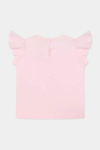 Monnalisa Bambina T-shirt Rosa Con Margherite Applicate.