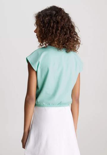 Calvin Klein Bambina T-shirt Cropped Per Ragazza Con Logo Rosa.