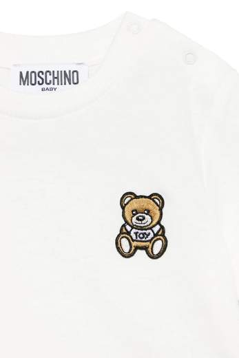 Moschino Bambino T-shirt Per Neonata Con Applicazione Teddy.