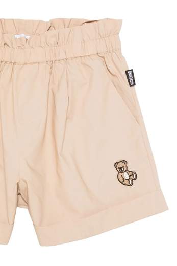 Moschino Bambina Bermuda Con Elastico In Vita E Teddy Applicato.