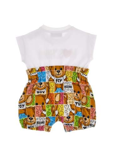 Moschino Neonata Pagliacetto E Fascia Con Stampa Multicolor.