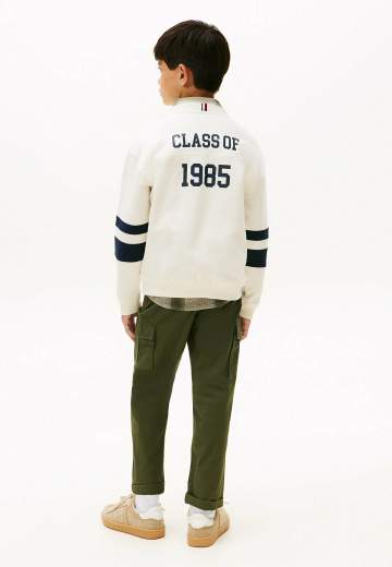 Tommy Hilfiger Bambino Felpa Panna Con Logo Blu.