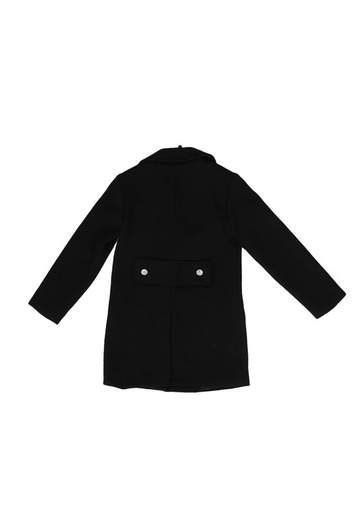 Manila Grace Bambina Cappotto Nero Per Ragazza Con Bottoni Argento.