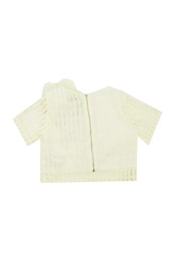 Manila Grace Bambina Casacca Panna Per Ragazza Con Cerniera Posteriore E Fiore.