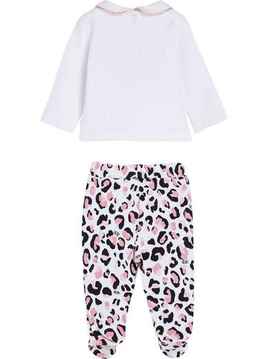 Liu-jo Neonata Completo Per Neonata, Polo Con Logo E Pantalone Maculato Rosa.