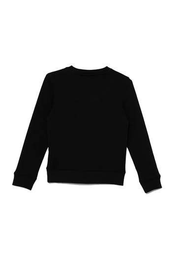 Calvin Klein Bambino Felpa Nera Girocollo Con Logo Ricamato Giallo.