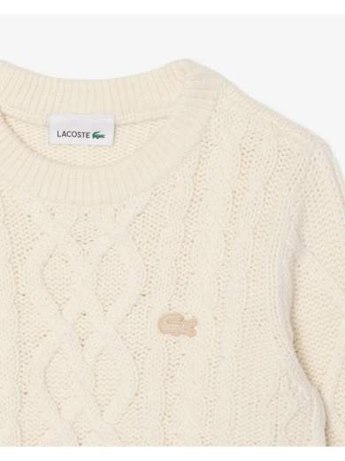 Lacoste Bambino Maglione In Lana Intrecciata