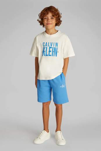Calvin Klein Bambino T-shirt Bianca Con Stampa Logo.