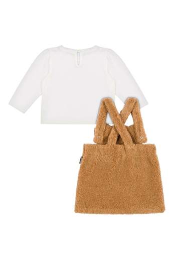 Moschino Bambina Salopette Teddy Per Neonata Con T-shirt.