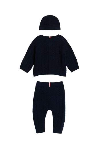 Tommy Hilfiger Neonato Set Per Neonato Maglione Con Bottoni Pantalone E Cappello.