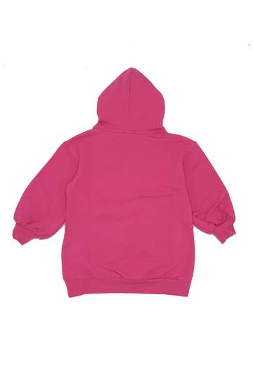 Pinko Bambina Felpa Fucsia Per Bambina Con Stampa E Cappuccio.
