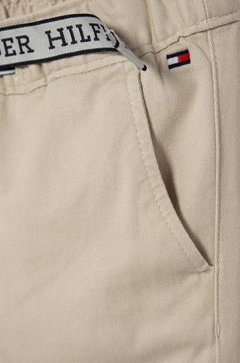 Tommy Hilfiger Bambino Pantalone Beige Per Bambino Con Elastico In Vita.