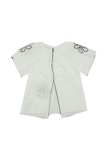 Manila Grace Bambina Casacca Per Bambina Bianca Con Ricamo Nero.