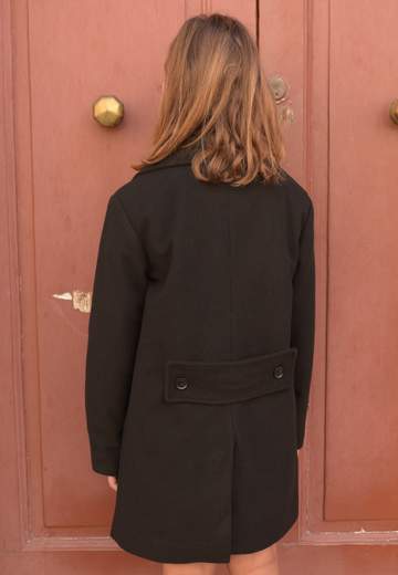 Manila Grace Bambina Cappotto Nero Doppio Petto Per Ragazza.