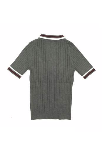 Manila Grace Bambina Polo A Costine Con Bordino Panna E Bordeaux.