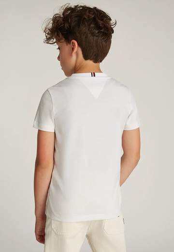 Tommy Hilfiger Bambino T-shirt Bianca Per Bambino Con Stampa Logo.