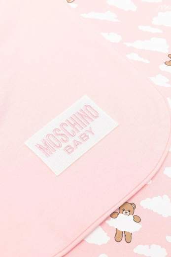 Moschino Neonata Coperta Per Neonata Stampa Nuvolette E Orsetti.