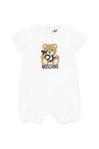 Moschino Neonato Pagliacetto Per Neonato Con Stampa Teddy E Colletto.