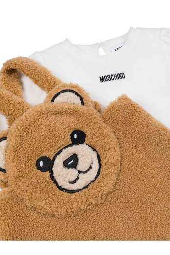 Moschino Bambina Salopette Teddy Per Neonata Con T-shirt.
