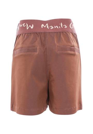 Manila Grace Bambina Shorts Per Ragazza Marrone Con Elastico Logato.