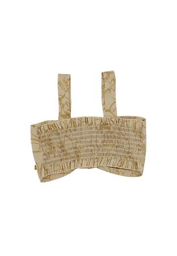 Manila Grace Bambina Top Beige Tessuto Stampato E Fiocco.