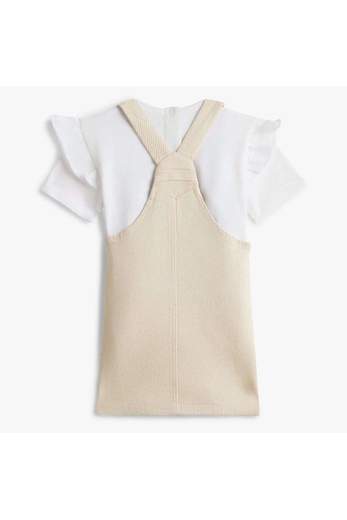 Tommy Hilfiger Bambina Salopette In Jeans Con T-shirt