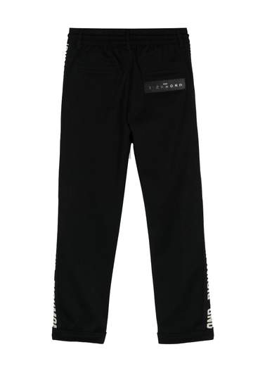 John Richmond Bambino Pantalone Nero Per Ragazzo Con Banda Laterale Logata.