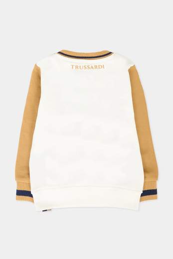 Trussardi Bambino Felpa Panna Per Neonato Con Stampa.