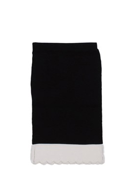 Manila Grace Bambina Gonna A Costine Nera Con Fascia Bianca.