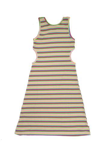 Gaelle Bambina Abito A Costine Con Righe Multicolor Stampa Logo.