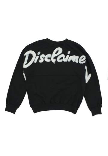 Disclaimer Bambina Felpa Nera Girocollo Per Bambina Con Logo Bianco Posteriore.