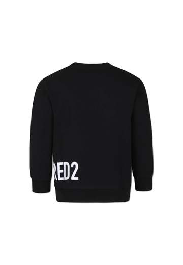 Dsquared Bambino Felpa Nera Per Ragazzo Stampa Rossa.