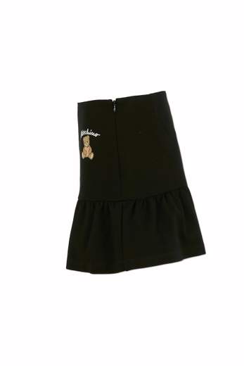 Moschino Bambina Gonna Per Bambina Nera Con Stampa Teddy E Cuore.