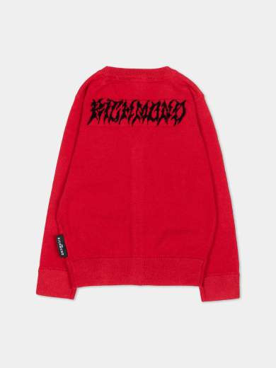 John Richmond Bambino Cardigan Rosso Con Ricamo Logo