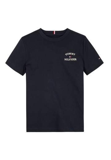 Tommy Hilfiger Bambino T-shirt Girocollo Con Stampa E Ricamo Logo.