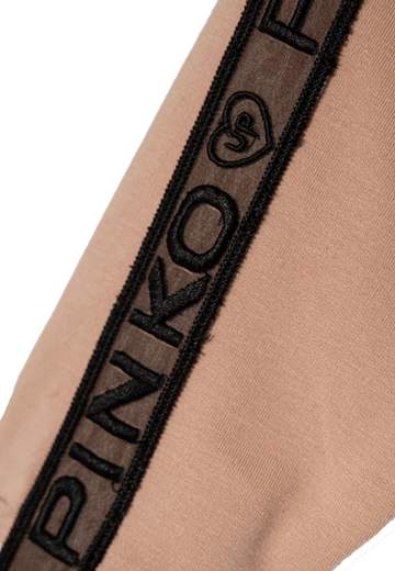 Pinko Bambina Felpa Rosa Con Banda Nera In Tulle Logato.