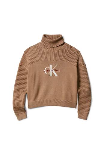 Calvin Klein Bambina Maglione A Collo Alto Con Logo Ricamato.